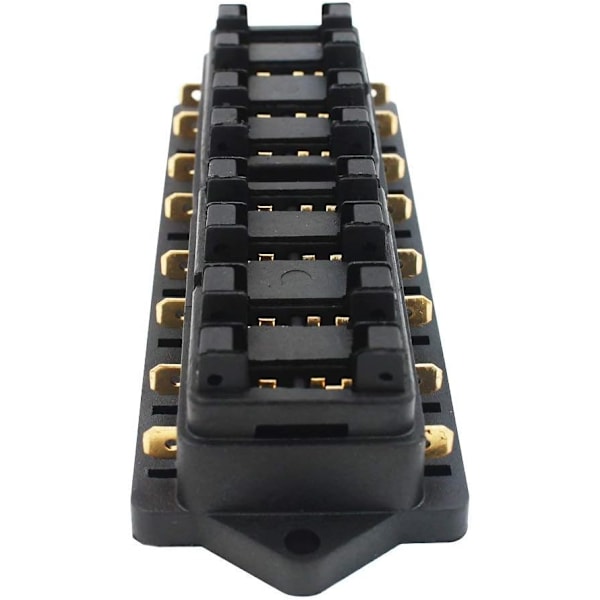 32V 40A 8-vejs standard sikringsboks, vandtæt 6,3 mm sikringsboksholder, med 10 stk. løse bladfuse (3A 5