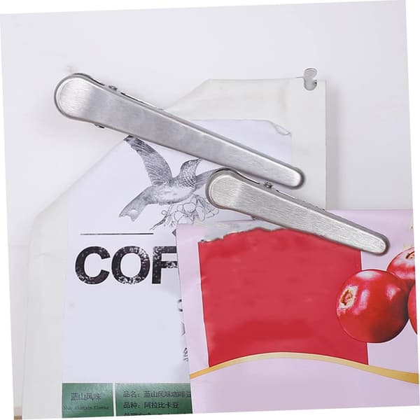 4 Stykker Forseglingsclips Forsegler Snack Clips til Lukning af Chips Lange Forseglingsclips Rustfrit Stål Icing Clips til Plastikstål