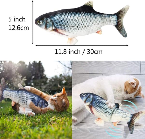 30cm Interaktiv Kattefisk Legetøj til Katte, Realistisk Plys Elekt