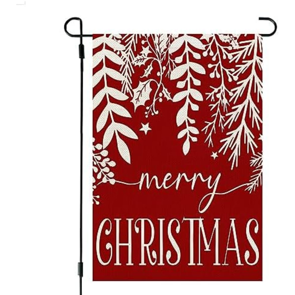12x18 Tommer Glædelig Jul Blomsterhaveflag Lille Dobbeltsidet Rød Burlap Udendørs Have Vinter Dekoration