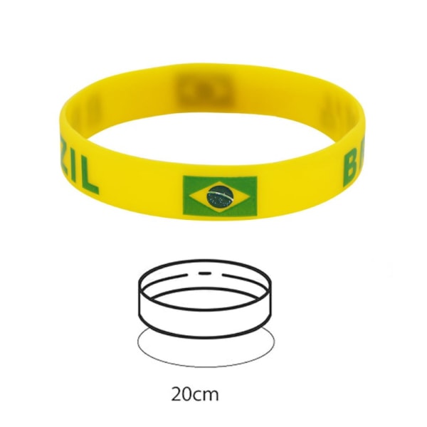 10 st Brasilien Gul VM OS Silikon Armband