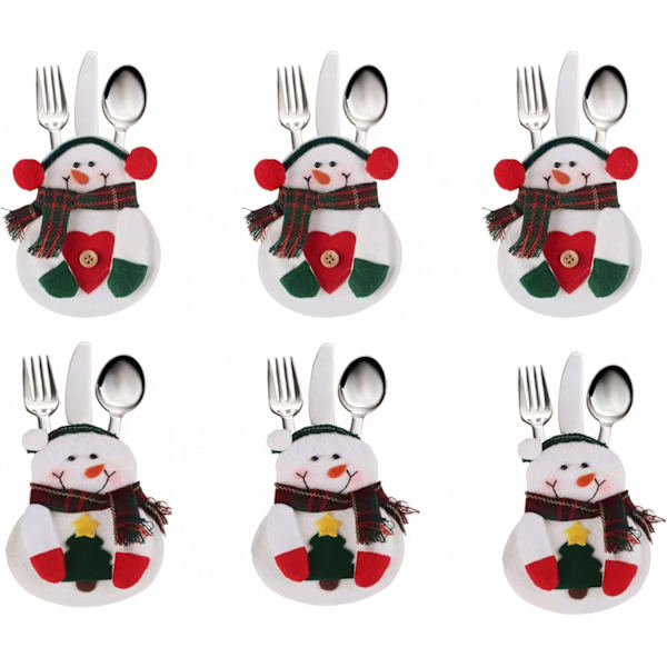 Set med 6 julbestickspåsar (10*14 cm), köksbestickshållare,