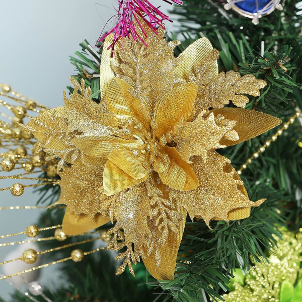 10 st konstgjorda julstjärnor julblommor dekorationer