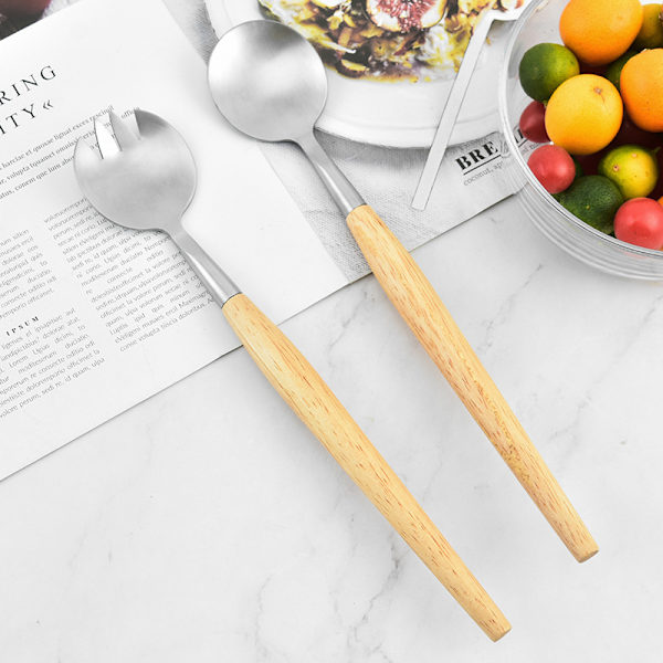 2 stk. 28,5 cm lang salatbestik i rustfrit stål