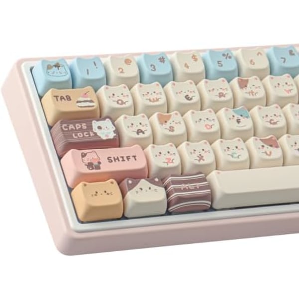 Keycaps 142 Tangenter Söta Keycaps Färg-Sublimering Havssalt Katt Keycaps Mao Profil Anpassade Keycaps för Cherry Gateron MX Swit