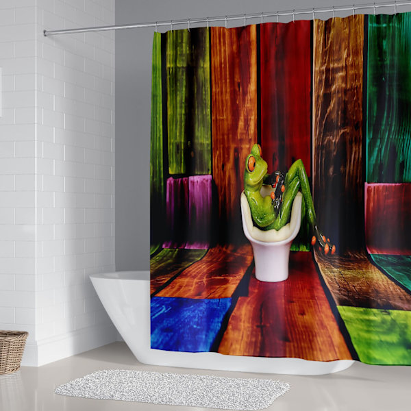 Dyrebruseforhæng 150*180cm（Farve）, Frø Bruseforhæng Vand