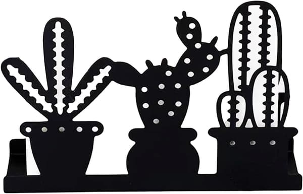 Sort serviettholder, metalserviettstativ, holder til alle typer servietter, kaktusdesign