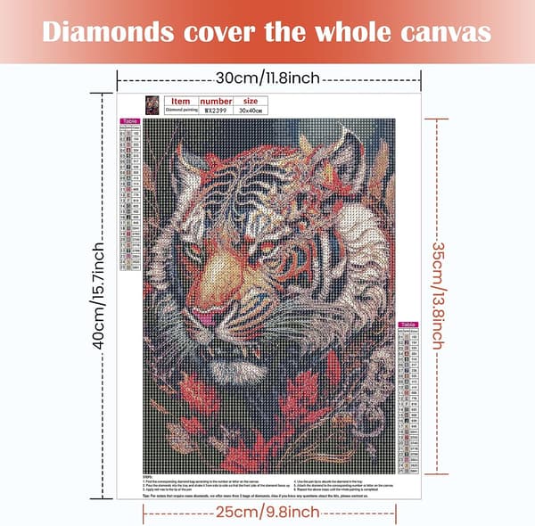 (30x40cm) 5D Diamantmaleri Tiger 3