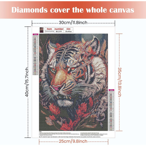 (30x40cm) 5D diamond painting Tiger 3