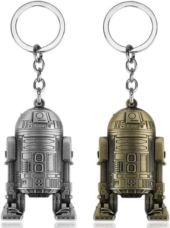 Star Wars R2-D2 nøglering i børstet sølv med robotgravering