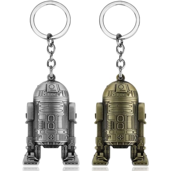 Star Wars R2-D2 nøkkelring i børstet sølv med robotgravering