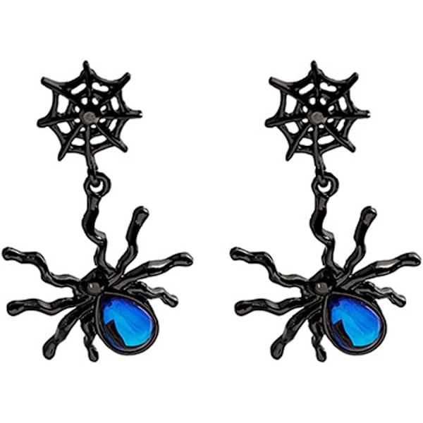 Svarte Gotiske Edderkopp Ørepynt Halloween Røde Krystall Edderkopp Drop Dangle Ørepynt Punk Stil Kors Edderkopp Ørepynt Reptil