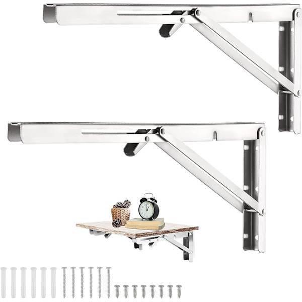 2 st 450 mm väggfällbar konsol i rostfritt stål, fällbar konsol, kraftig fällbar konsol