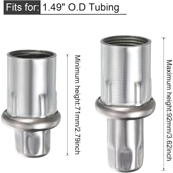 7×3.8×3.8cm Justerbare Bordben, 3.6\" Rustfrit Stål Fødder Passer til 1-1/2\" Ydre Diameter Rør, Sæt af 4