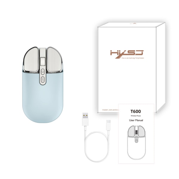 （Blå）T600 Dual-Mode Silent Wireless Mouse