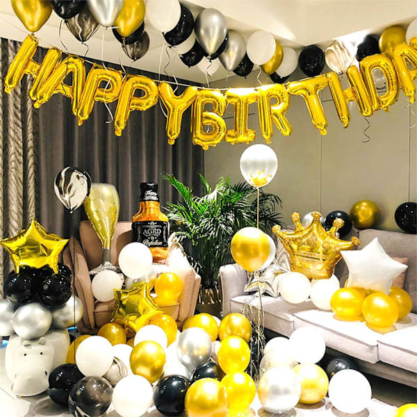 6 stk. store guldkroneballoner, kæmpe foliehatballon, aluminium