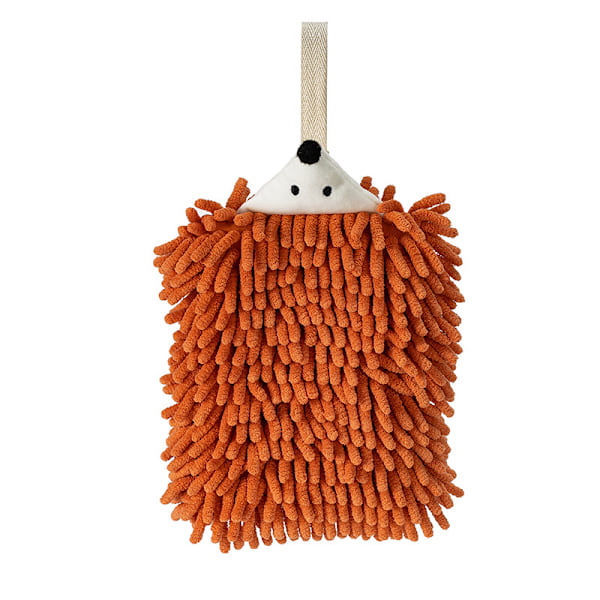 2 stk. søde dyrehåndklæder i chenille, plys pom pom håndklæder med løkker, ophængningshåndklæder f Blue, Orange