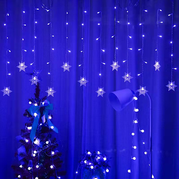 (blå) LED Snöflinga Isremsa Ljus Jul Dekoration Ljus Sn
