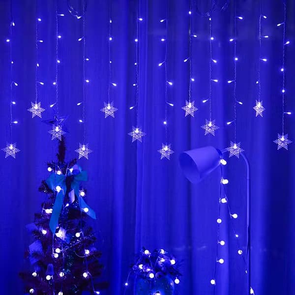 (blå) LED Snowflake Ice Strip Light Juledekorasjon Lys Sn