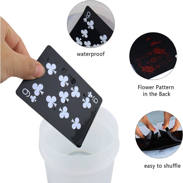 54 Card Deck, Rose Pattern Poker Cards, Flexible PVC Waterpr