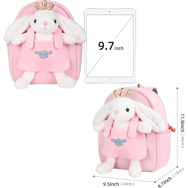 1 st. Ryggsäck för barn Kanin Rosa med Koppel, Småbarnsryggsäck Fyllda Djur Småbarnsleksaker, 2 3 4 5 6 År Gammal Flicka Födelsedag