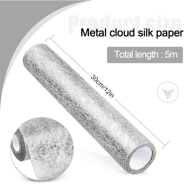 30CM x 5M Organza Tulle Rulla Spool Non-woven Silver Pöytäjuoksija