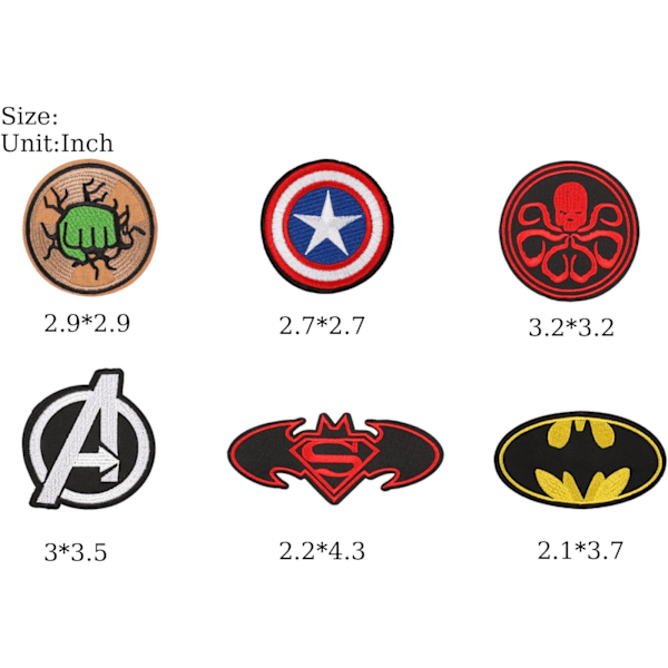20 st Superhero-lappar att sy eller stryka på för jeans, jackor, kläder, byxor, klänningar, skor, hattar, handväskor, ryggsäckar