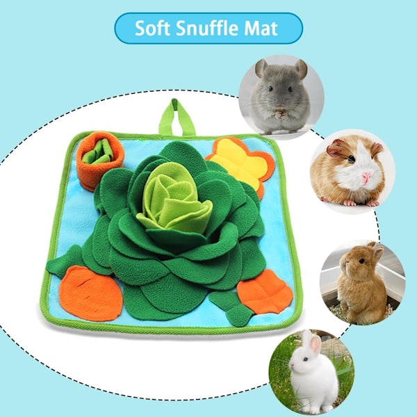 30×30×2cm Kaninforagingmatte Snusematte for Smådyr Kaninpuslespill Lekevarer Kjæledyr Interaktiv Fôringsmatte for Guinea Pi
