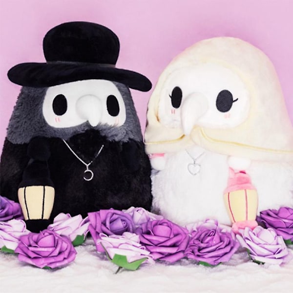 2 stk Fluffy Plague Doctor med Glow In Dark Lantern Plysj Til