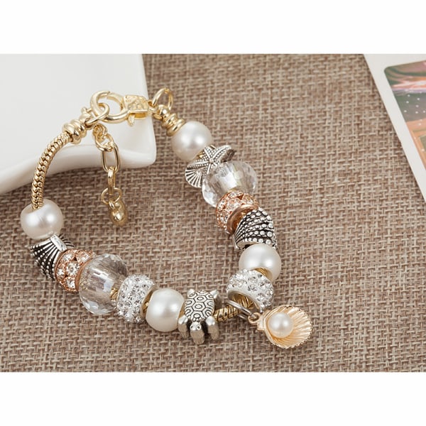 Charm Armbånd til Kvinder Piger Perle Rhinestone Charms Justerbar