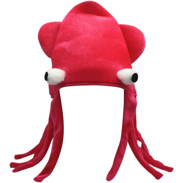 Rød Halloween lue blekksprut lue, morsom plysj dyrehatt for voksne