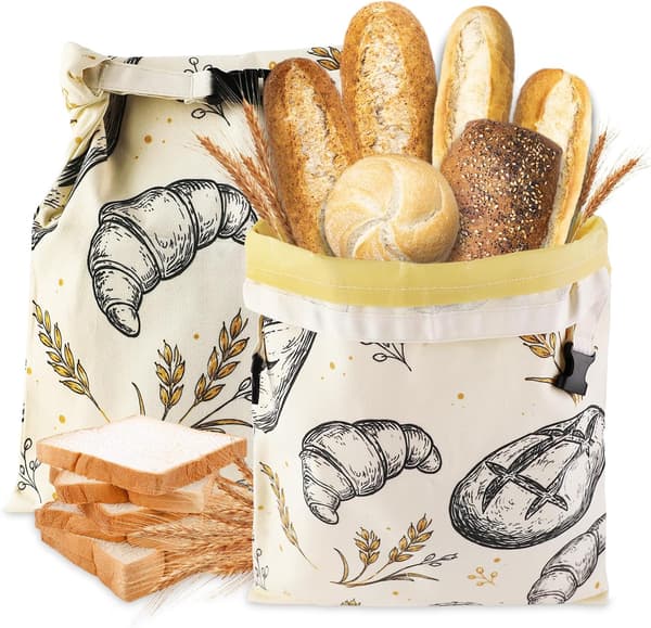2-delade bivaxbrödpåsar, 43 cm × 33 cm | Bivaxbrödpåsar för mat