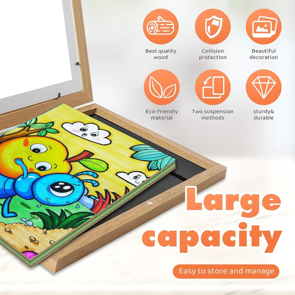 2-pak børnefotorammer A4-størrelse Sammenfoldelig børnetegning