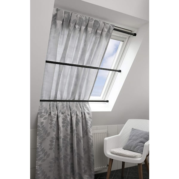 2 stk. Gardinstang uden boring Ø 13mm Sort-Matt 60-110, Stål, 60-110 cm