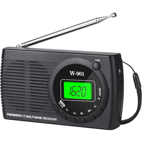 Bärbar liten mini FM/AM (MW) / SW-radio med utmärkt mottagning