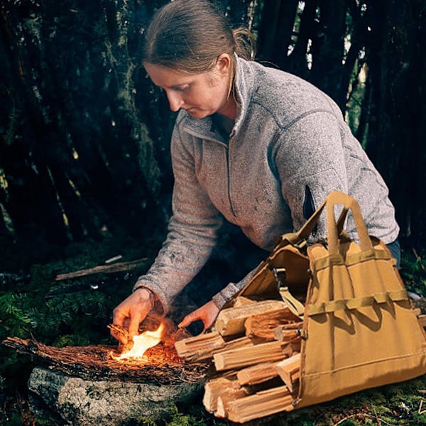 Värmetålig väska, vaxad linnebrasa hållare, förvaringsväska för olika förvaringsmöjligheter, camping,