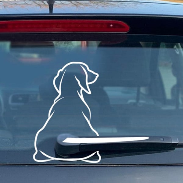 Vit rolig hund rörlig svans dekal hund vindrutetorkare klistermärke Cute Animal Puppy Car Stick