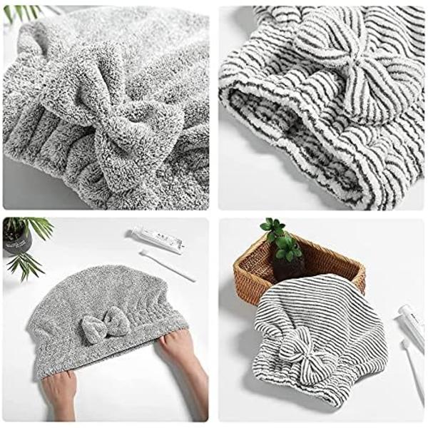 Sett med 2 stk Mikrofiber Hårhåndklehette, Myk Absorberende Hurtig Tørkende Hette for Krøllete Tykt Hår, Wrap Hette for Kvinner Jenter -