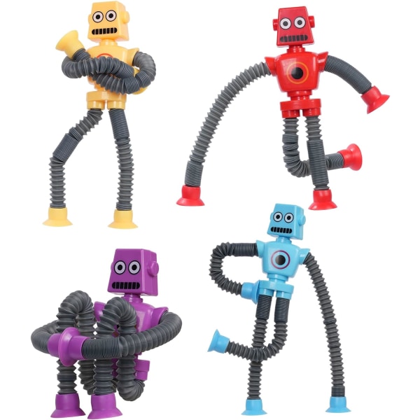 Sugekop elastisk legetøj, 4 stykker formskiftende robotter, der trækker