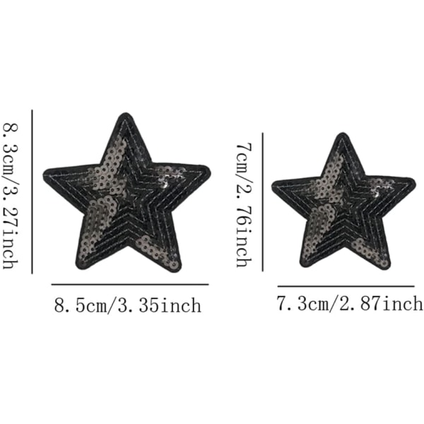 12 stk. sorte 2 størrelser - stjerneseglin-applikationer skinnende broderede patches sy på stryg på patches til tøj