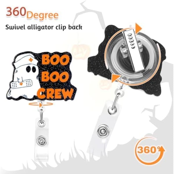 Spøgelses Badgeholder Crew Tilbagetrækkelig Rulle ID-Kortspænde Sjov Boo Sygeplejerske Navneskilt Holder Børneafdeling Sygeplejerske Badge Klips til