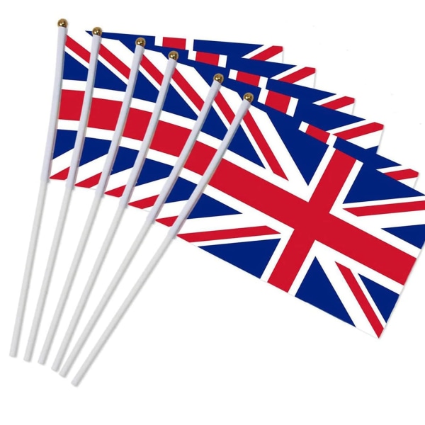 10 kpl Union Jack King Charles III kädessä pidettävät liput, 14 x 21 cm British UK Hand Wave pieni lippu