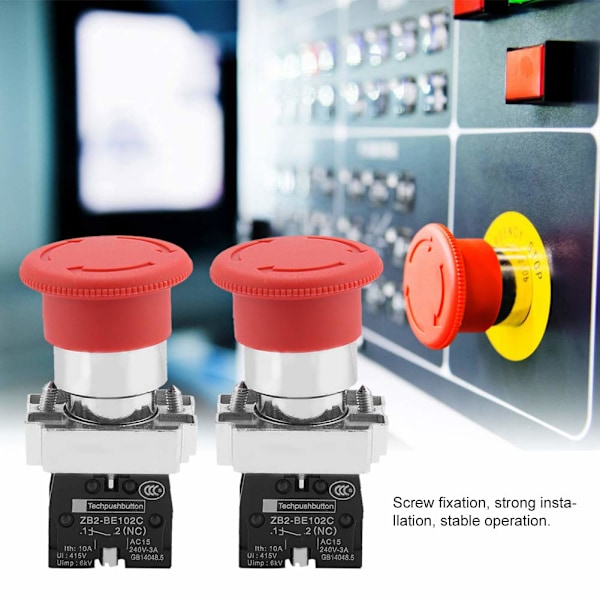 2-pack Nödknapp Röd Panel Nödknapp 22MM