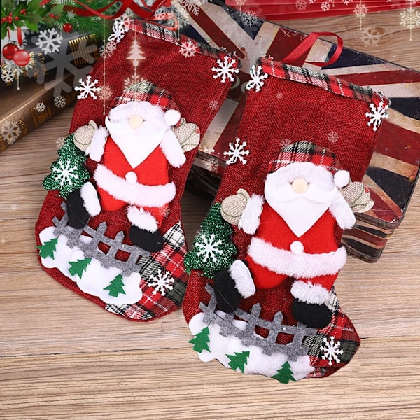 Julstrumpa med julmotiv, 31×20cm, Personligiserad, Julstrumpa för Eldstad, Presentpåse, Godispåse för Jul