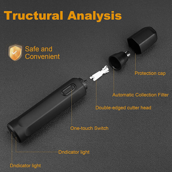 Nesehårstrimmer for menn og kvinner, USB-ladbare elektriske øre- og nesehårstrimmer, profesjonell IPX7 vanntett D