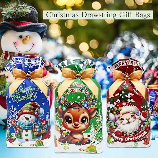 60 st julgodispåsar Julgodispåsar Julsnören Små presentpåsar 5,9''X9'' för julgodis