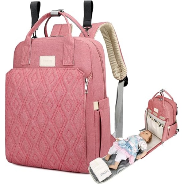 Baby Diaper Backpack with Bed, Multifunctional Waterproof Diaper Bag, Baby Bag for Mom and Dad Trave