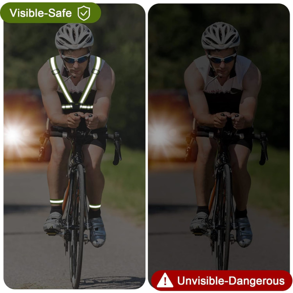 2 stk. cykelsikkerhedsvest + 4 stk. sikkerhedsarmbånd, justerbar