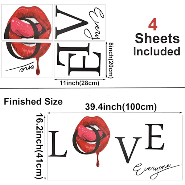 Seksikäät Punaiset Huulet Seinätarra Rakkaus Kaikille Lainaukset Seinätarrat Huulet Kieli Seinätarra (16.2x39.4 Tuumaa) Luova Kotiseinämaalaukset