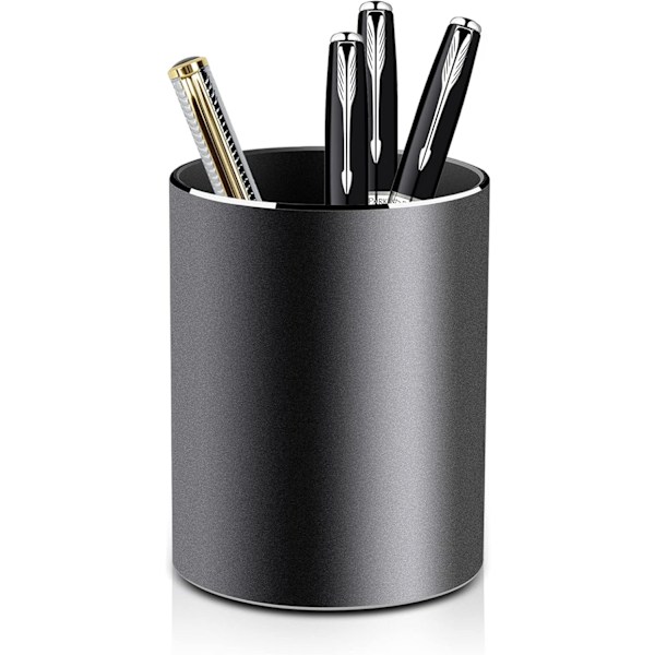 1 stk. - 8 x 10 cm - Elegant svart design - Rund metallblyantholder Aluminium blyant- og pennholder for kontor, barn og skole